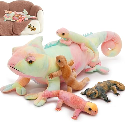 Miniatura 20 de MorisMos - Animal de peluche de dinosaurio con bebés, mamá dino T-rex de 23.6 pulgadas con 3 juguetes de peluche de bebé dino y 3 huevos de peluche