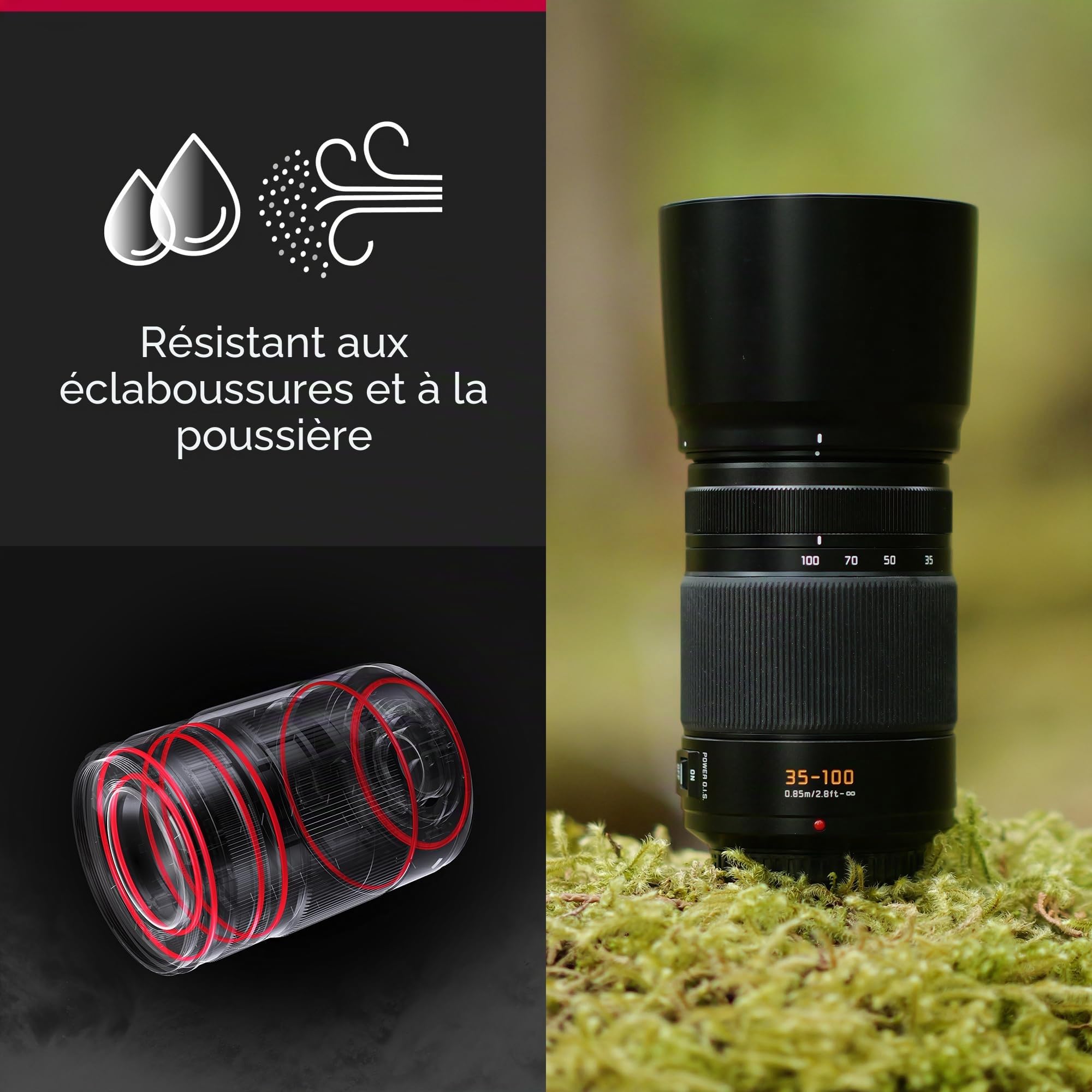 Panasonic Lumix 35-100mm F2.8 | Objectif Téléphoto H-ES35100E (Grande Ouverture F2.8 Constant, Stabilisé, Tropicalisé, Equi. 35mm : 70-200mm) Noir – Compatible Monture Micro 4/3 Panasonic & Olympus