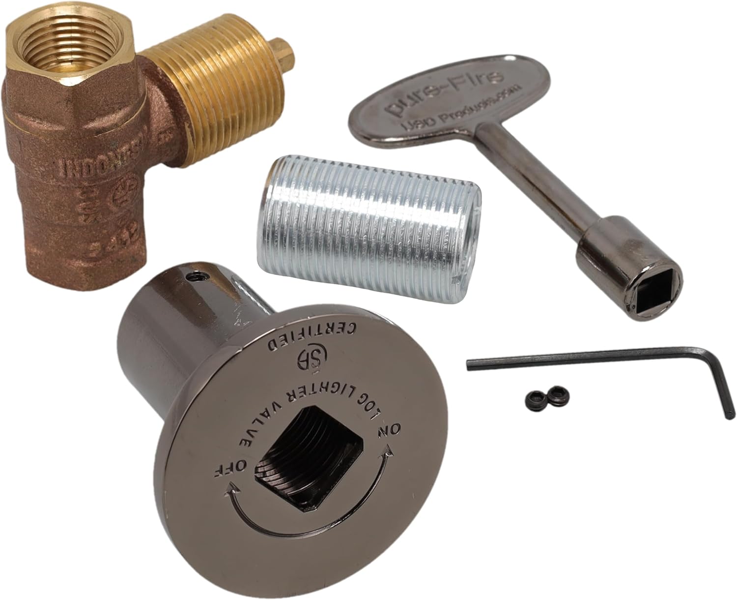 Supplying Demand BVL-2SK-PWT Fireplace Fire Pit | 1/2" IPS Straight Log Lighter Ball Valve with Pewter Plated Cover and Key