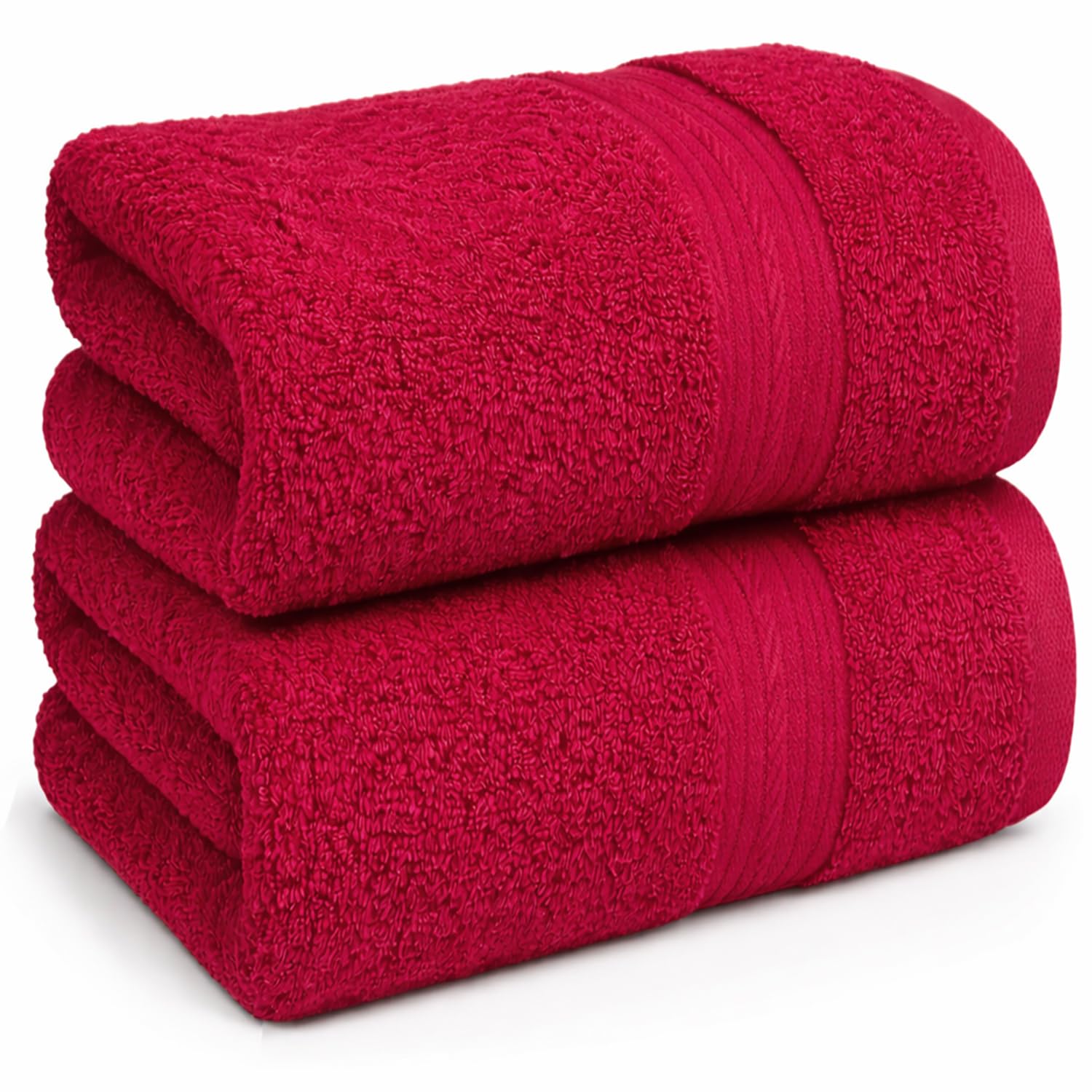 Bathroom Hand Towel 18 X 28 Inch 600 GSM 100% Cotton, Premium Soft Absorbent - 2 Pcs - Red
