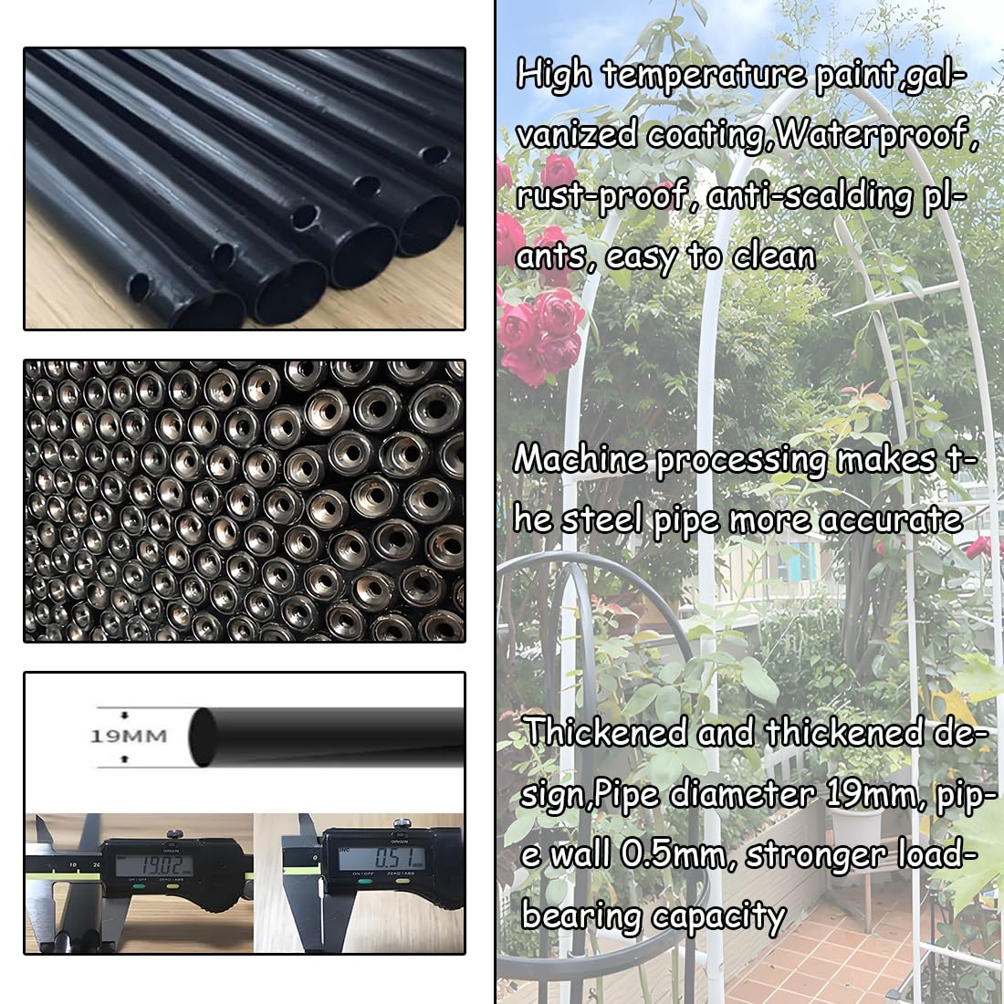 Breiter Stahlrosenspalier schwarz Rankhilfe für Pflanzen & Gurken - Gartendeko Indoor/Outdoor - 180cm B x H - Perfekt für Veranstaltungen & Terrassen