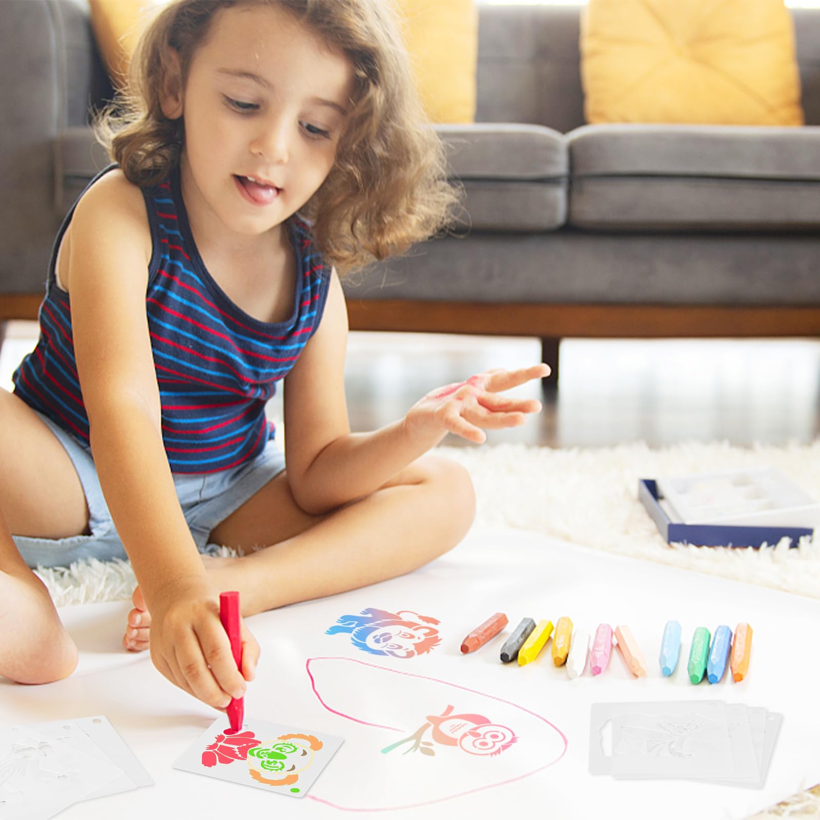 12 stuks tekensjablonen voor kinderen, 20 cm tekenkrijtsjablonen buitenshuis herbruikbaar tekensjabloon sjablonen in verschillende vormen wasbare tuin-thema sjabloon voor kinderen peuters kleuters