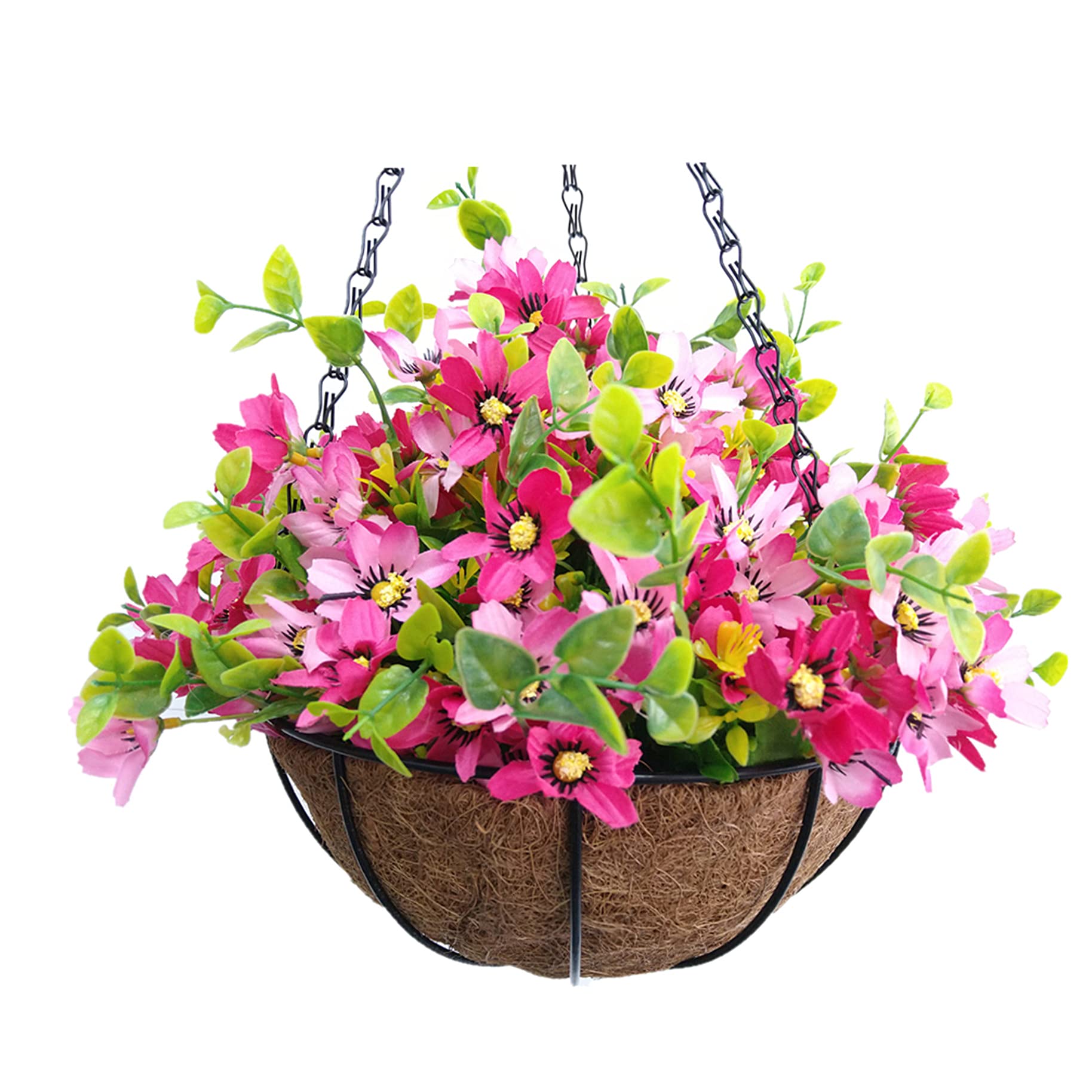 JDEFARF Vaso di Fiori Artificiali in Cestino, Centrotavola da Tavolo, Fiori Finti, Composizioni di Fiori Finti, Bouquet, Piante in Plastica Finta per Matrimoni, Interni, Cucina, Casa, Ufficio(Rosa