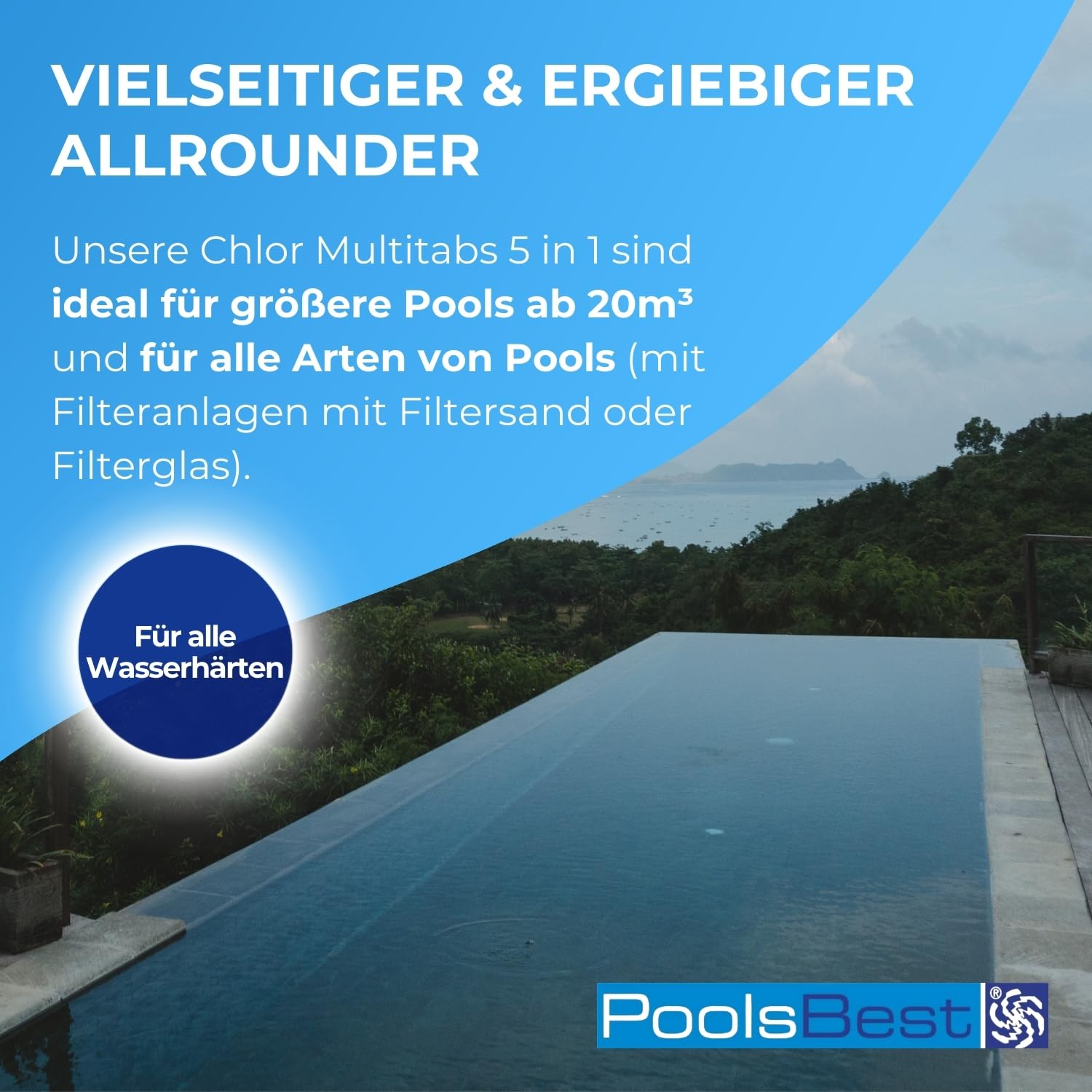 PoolsBest 3kg Chlor Multitabs 5 in 1 200g Langzeit Tabs Poolpflege Desinfektion