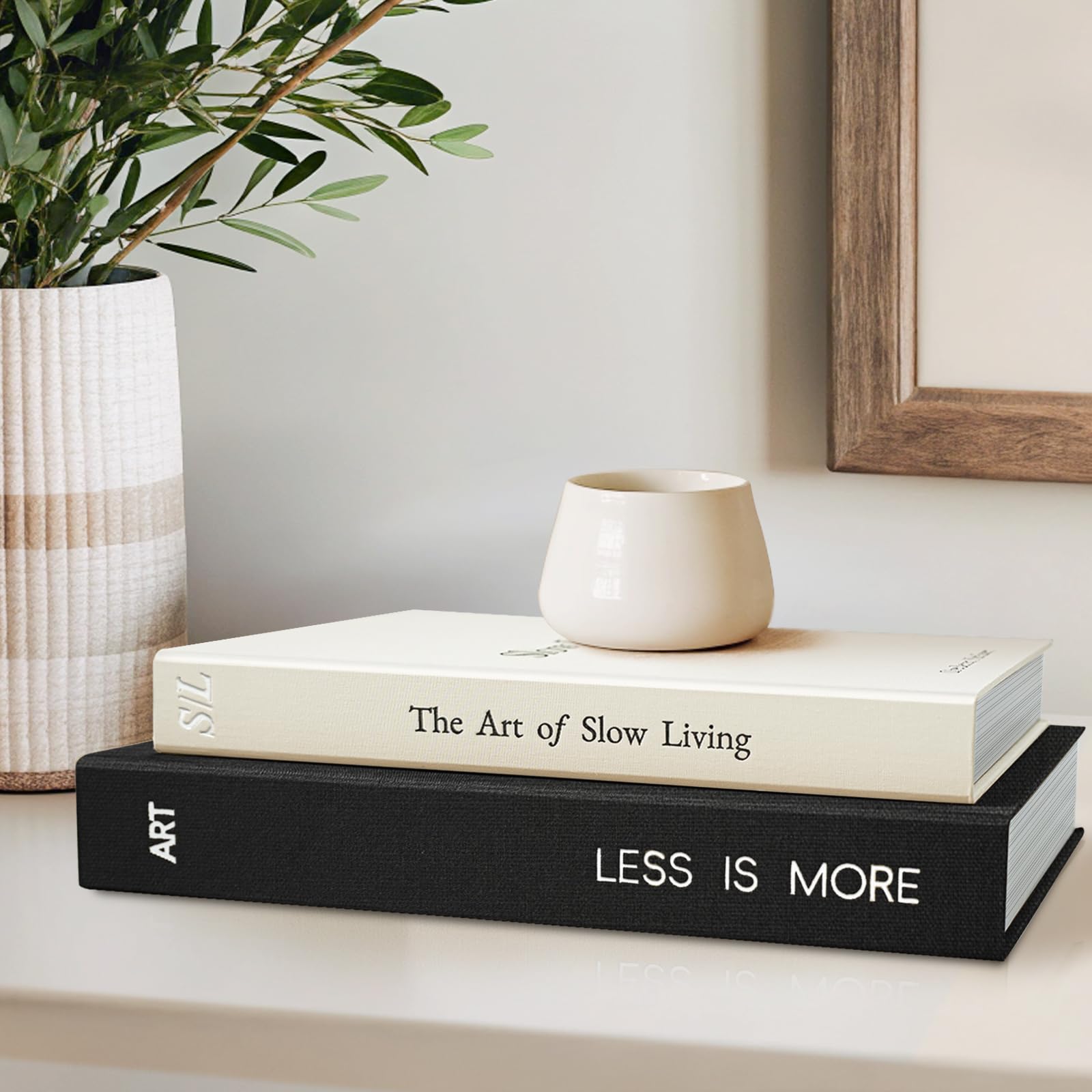 Amazon.com: Minimalist Decorative Books, 2 Linen Fake Books for