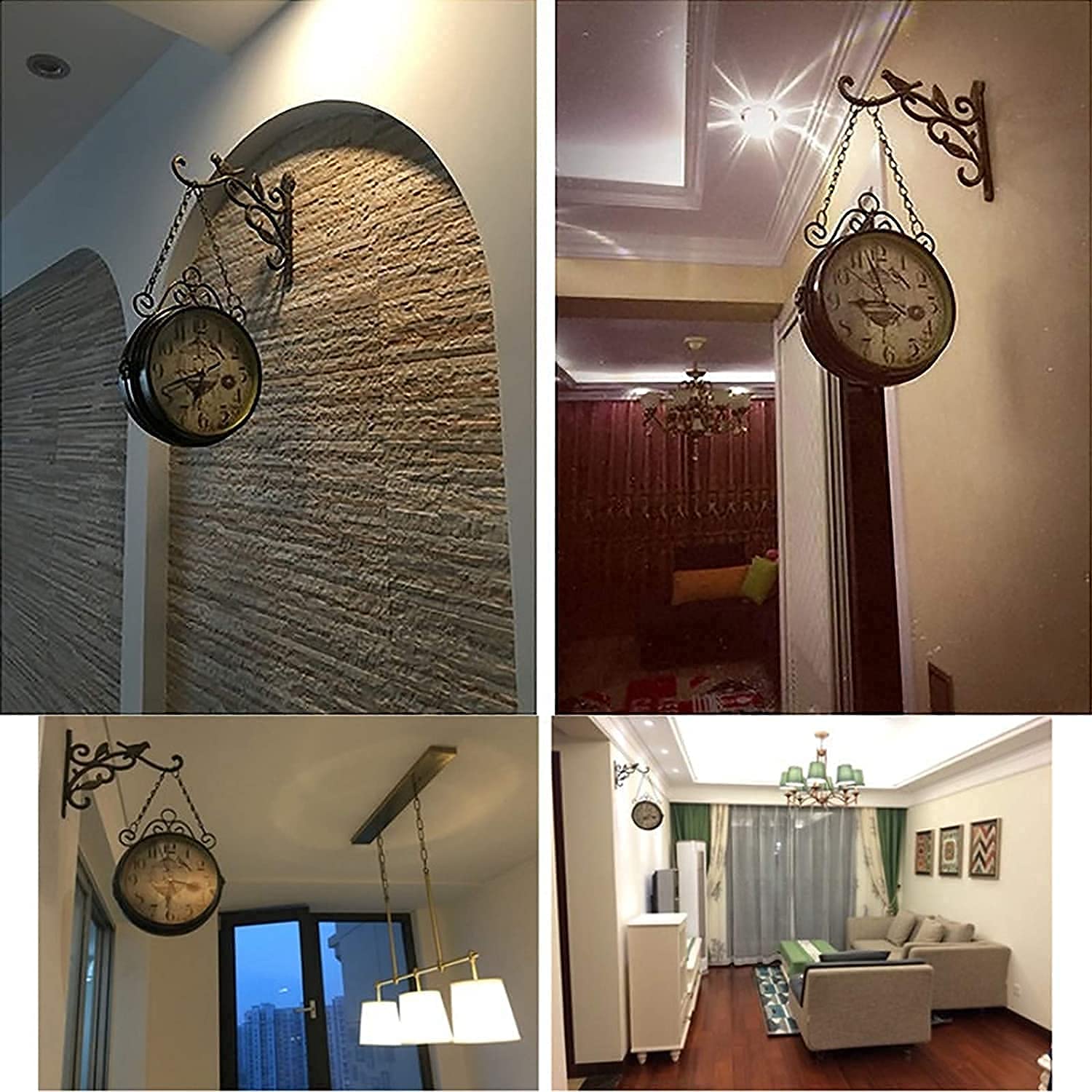 Orologio da parete da giardino, resistente alle intemperie, per esterni, 30,5 cm, retro double-face, per interni ed esterni, da appendere e decorazione antica, orologio da parete per esterni e