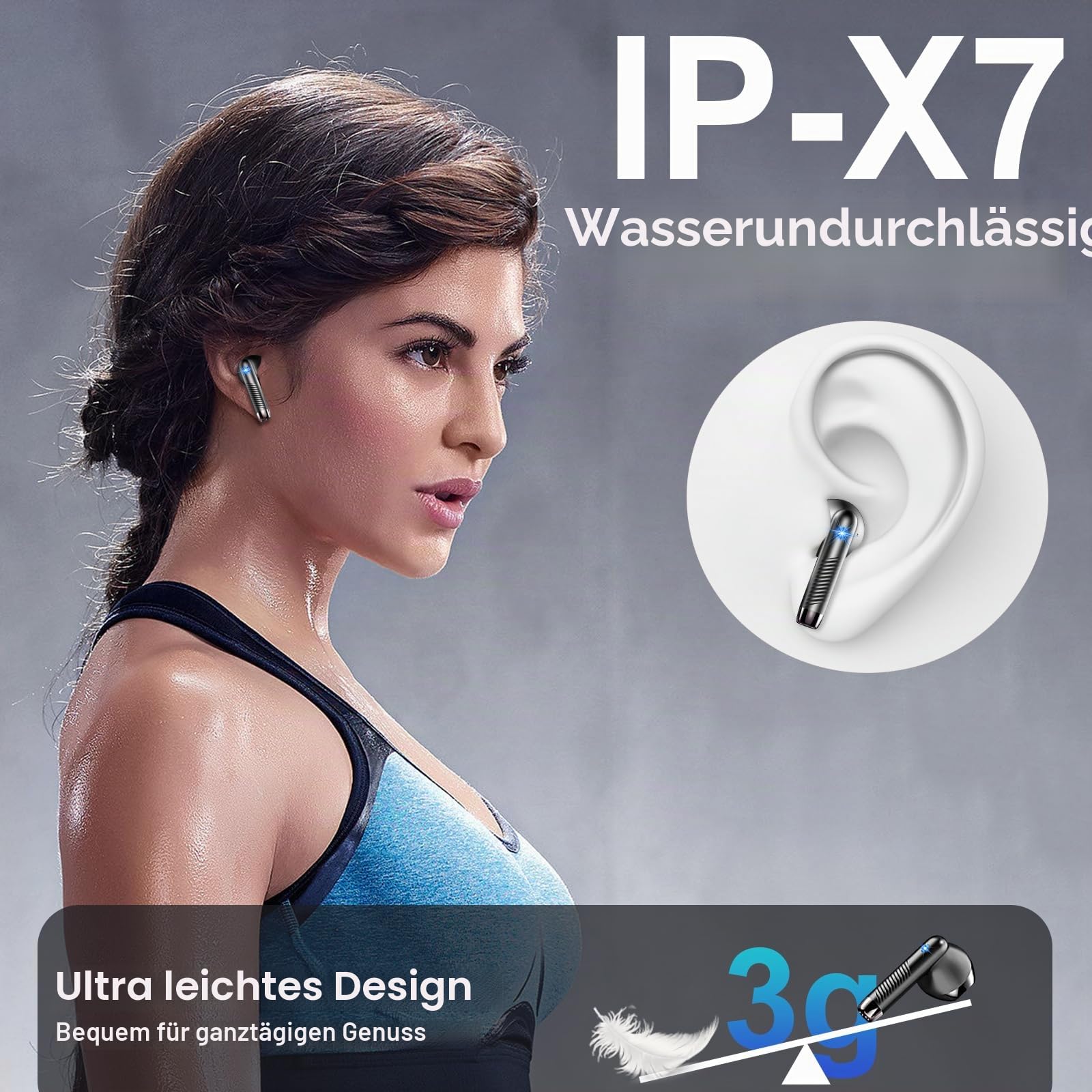 Renimer Bluetooth Kopfhörer, 50 Std In Ear Kopfhörer Kabellos Bluetooth 5.4 | Tiefer Bass 6D-Stereo Ear Buds, ENC Noise Cancelling Ohrhörer, EQ per App, USB-C, IPX7 Wasserdicht Headphones iOS/Android