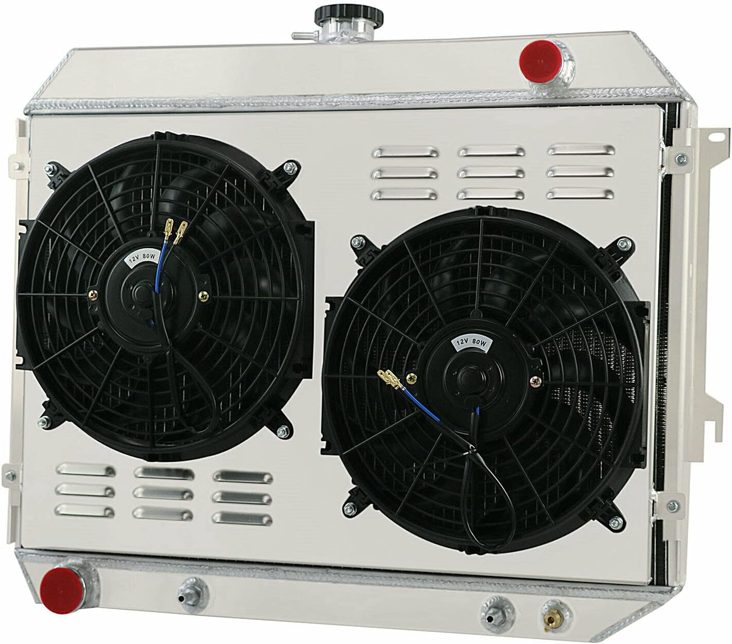 4 Row Radiator+Shroud Fan+Relay for 1968-73 Dodge Charger 70-74 Challenger 5.6L-7.2L, Replacement Radiator, aluminum radiator, radiadores