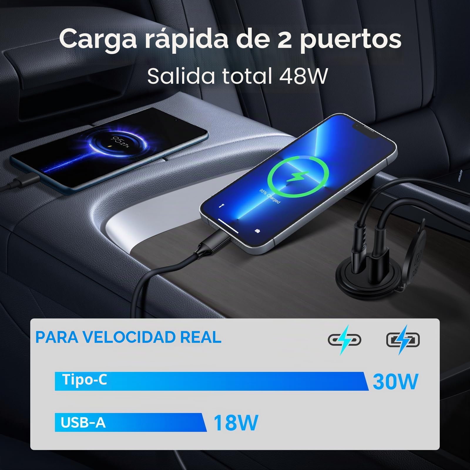 acegoo Toma USB 12V Cargador Multi Puerto Aluminio, PD3.0 USB-C y Quick Charge 3.0 para Coche Camper Enchufe de 12 Voltios Impermeable para Autocaravana Barco Motocicleta (2PCS)