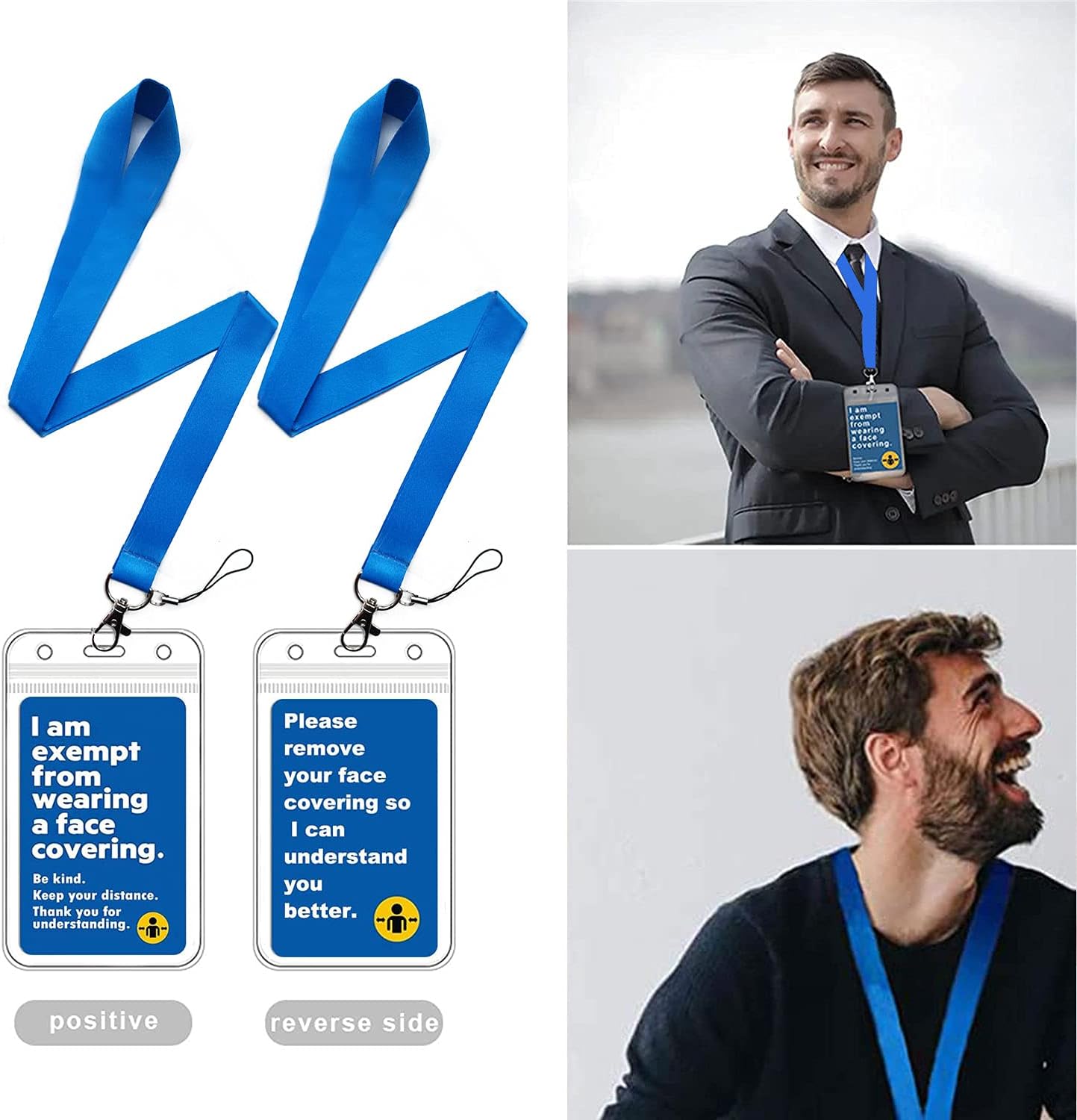 2 Pcs Mask Exemption Card and Lanyards,Face Mask Exemption Lanyard with