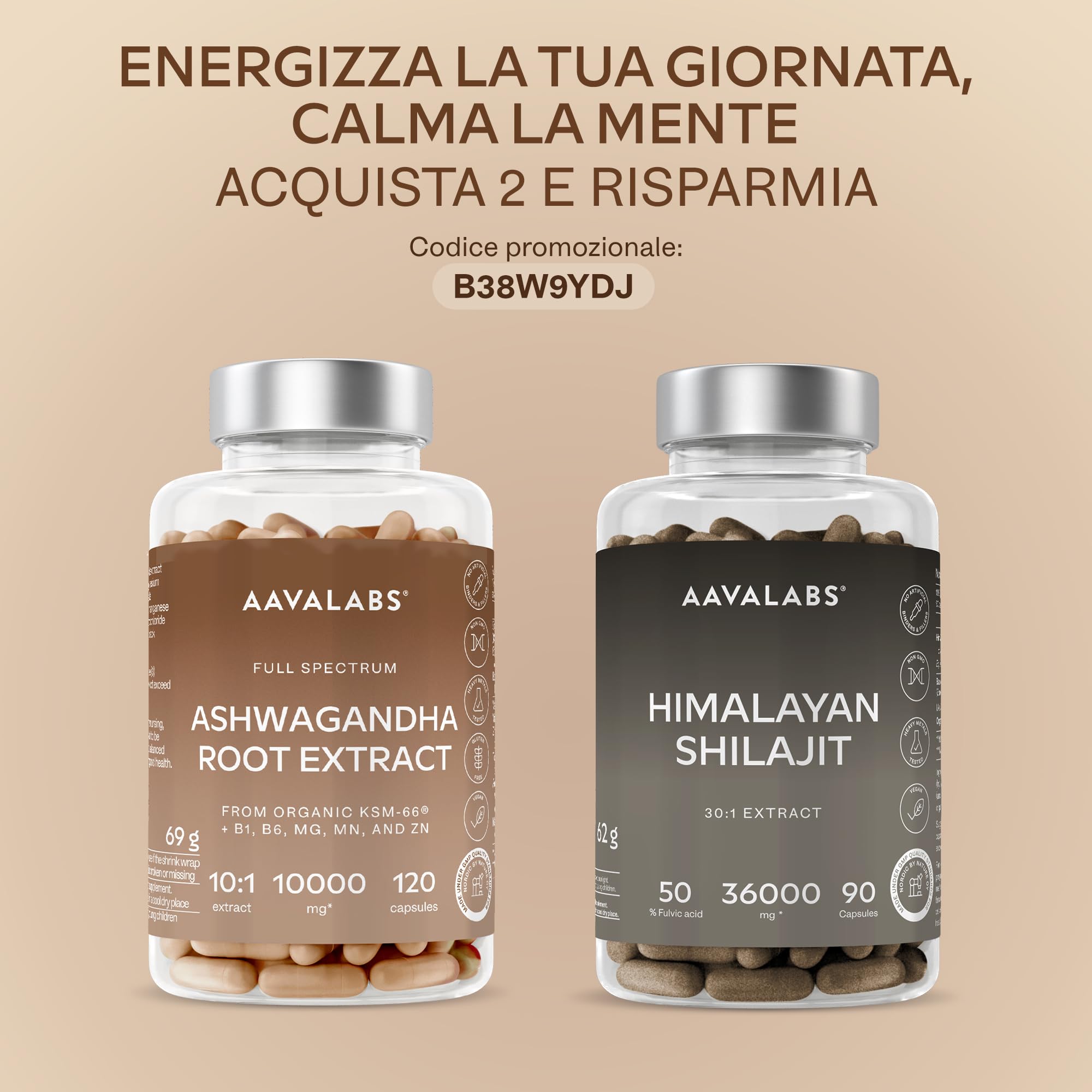 Ashwagandha KSM-66 10000mg Alto Dosaggio (Estratto di Ashwagandha Bio 10:1) Vitamina B6 B1 Zinco Magnesio Manganese, Vegan Ashwaganda Withania Somnifera Ginseng Indiano 5% Withanolidi - 120 Capsule