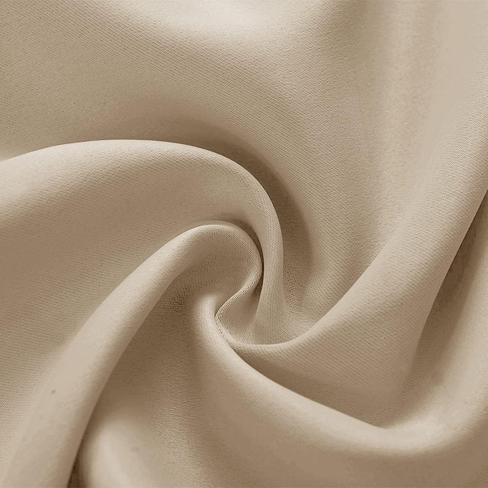Curtains Room Darkening Drapes for Living Room Balcony Bedroom Patio Porch Pergola Cabana Gazebo Noise ReducingBlackout Outdoor Grommet Top One Panel(Beige 52"x 63" 132cm x 160cm)