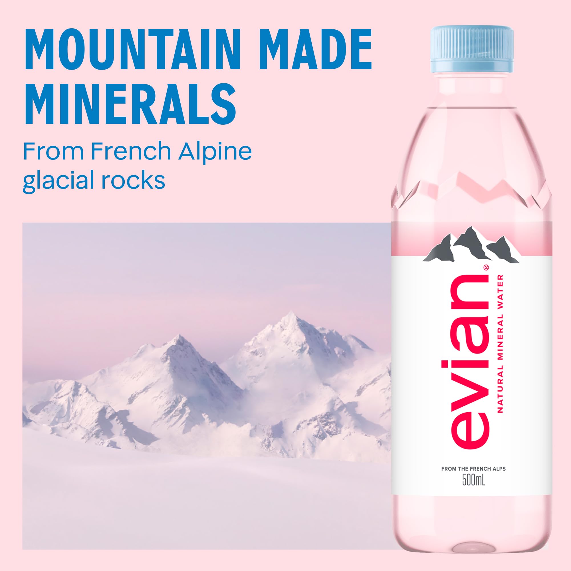 Evian Agua tranquila, 500 ml, paquete de 24