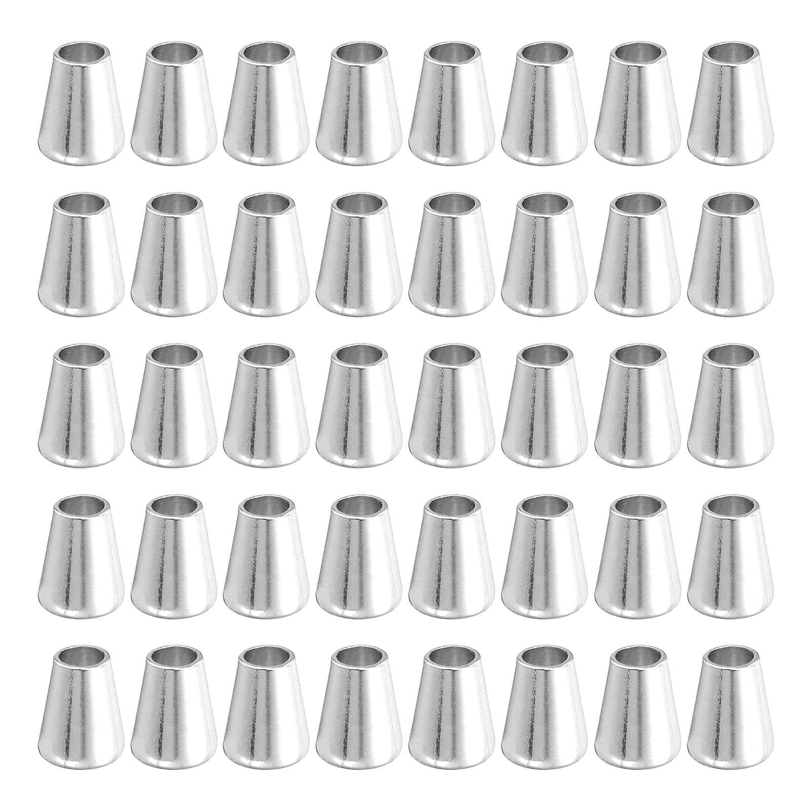 sourcing map 50Pcs Alloy Bell End Stoppers, 12.5mm x 10mm Cord Ends Lock Toggle Cap End Stopper Rope Fasteners for Clothes Backpack Drawstring, Silver