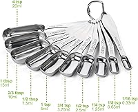 Vista 5 de FANGSUN Cucharas medidoras estrechas de acero inoxidable, cucharas medidoras de metal resistente con mango largo y medidas grabadas, juego de 10