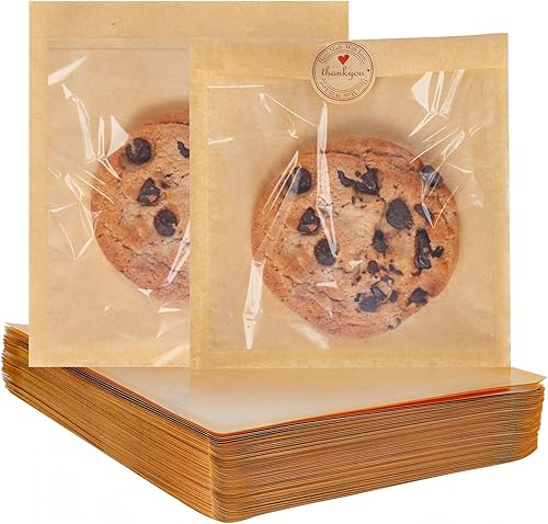 Miniatura 10 de SUREHOME Bolsas para galletas con sellado, 100 unidades, 4 x 4 pulgadas, bolsas de celofán autoadhesivas transparentes para embalaje de galletas