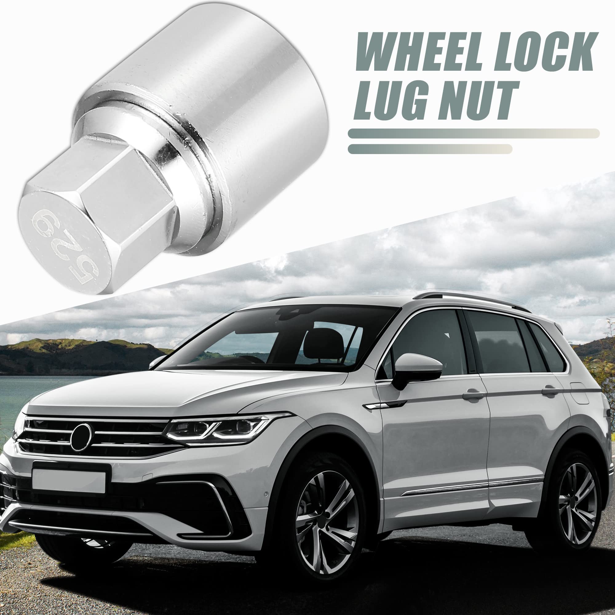 X AUTOHAUX Clé À Douille pour Écrou Antivol De Roue pour VW Touareg 1Pc | Pour VW Scirocco, Magotan, Phaeton, Tiguan, Métal, Argenté, 4,1x2,9cm, Diamètre Interne 2,4cm, Modèle 529
