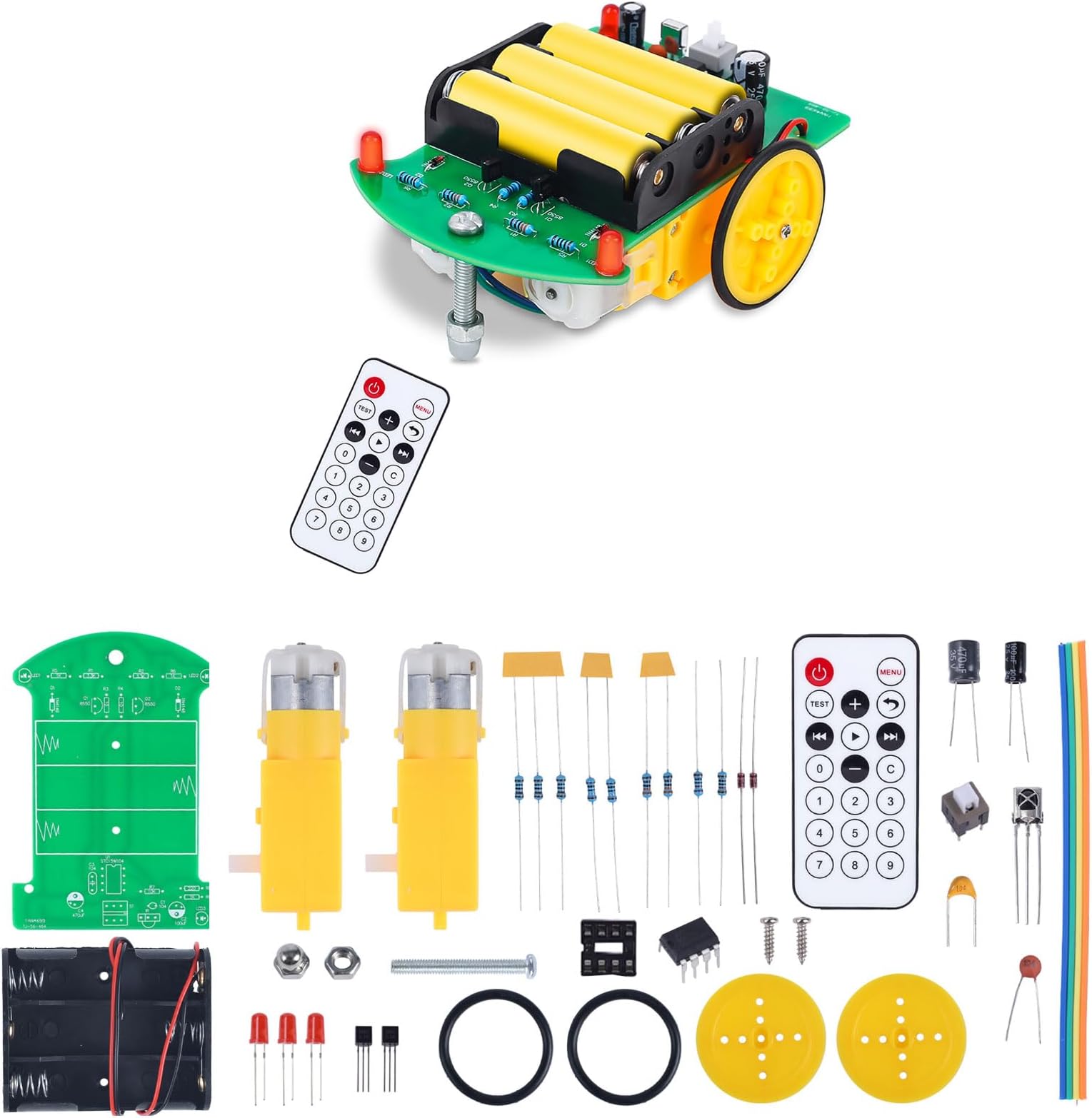 MiOYOOW DIY Remote Control Car Kit, Beginners Smart Robot Car Soldering Practice Kit Educational Solder Projects for Learning Electronics