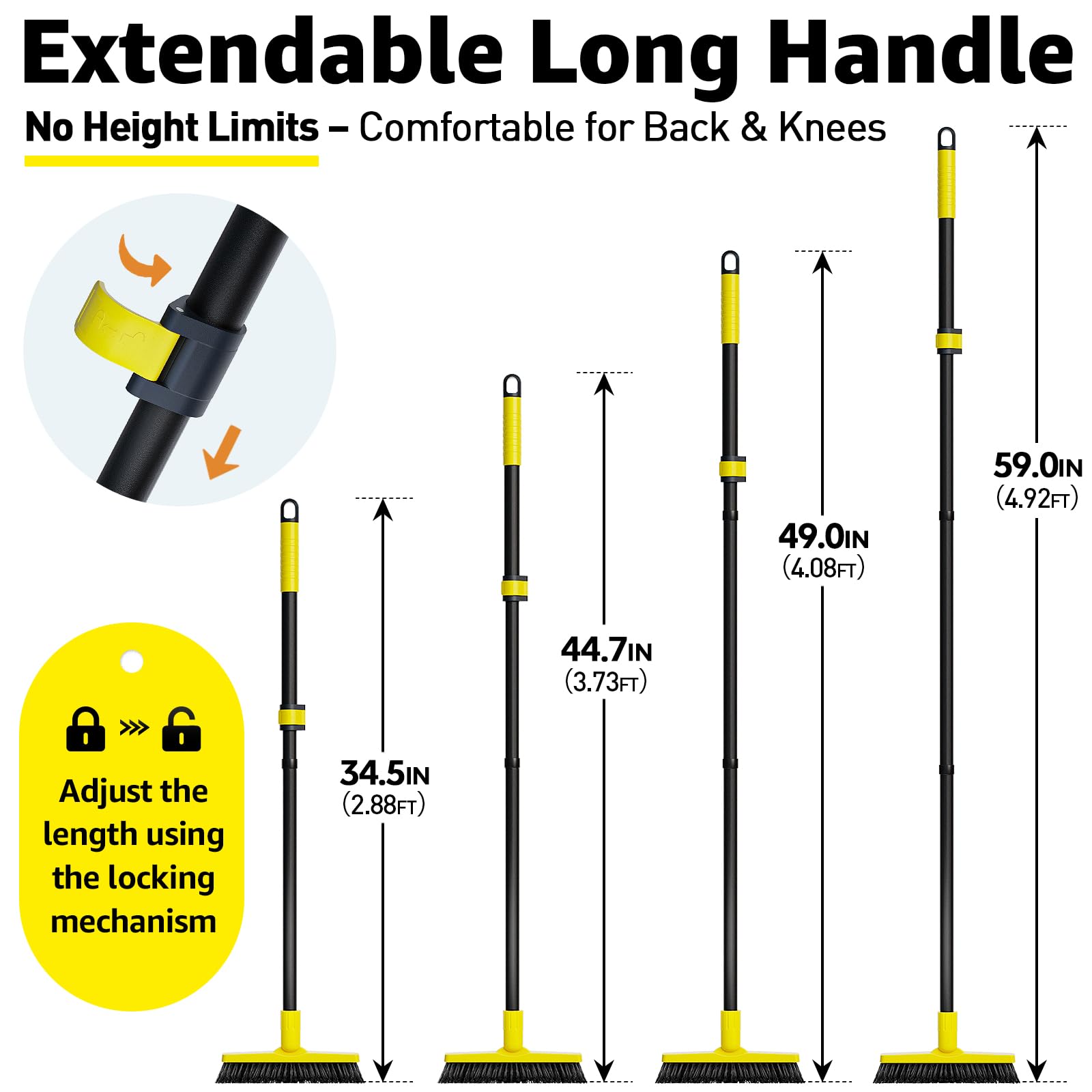 Eazer Grout Brush With Long Handle, 180°Rotation Tile Grout Cleaning Tool, V-Shape - View #9