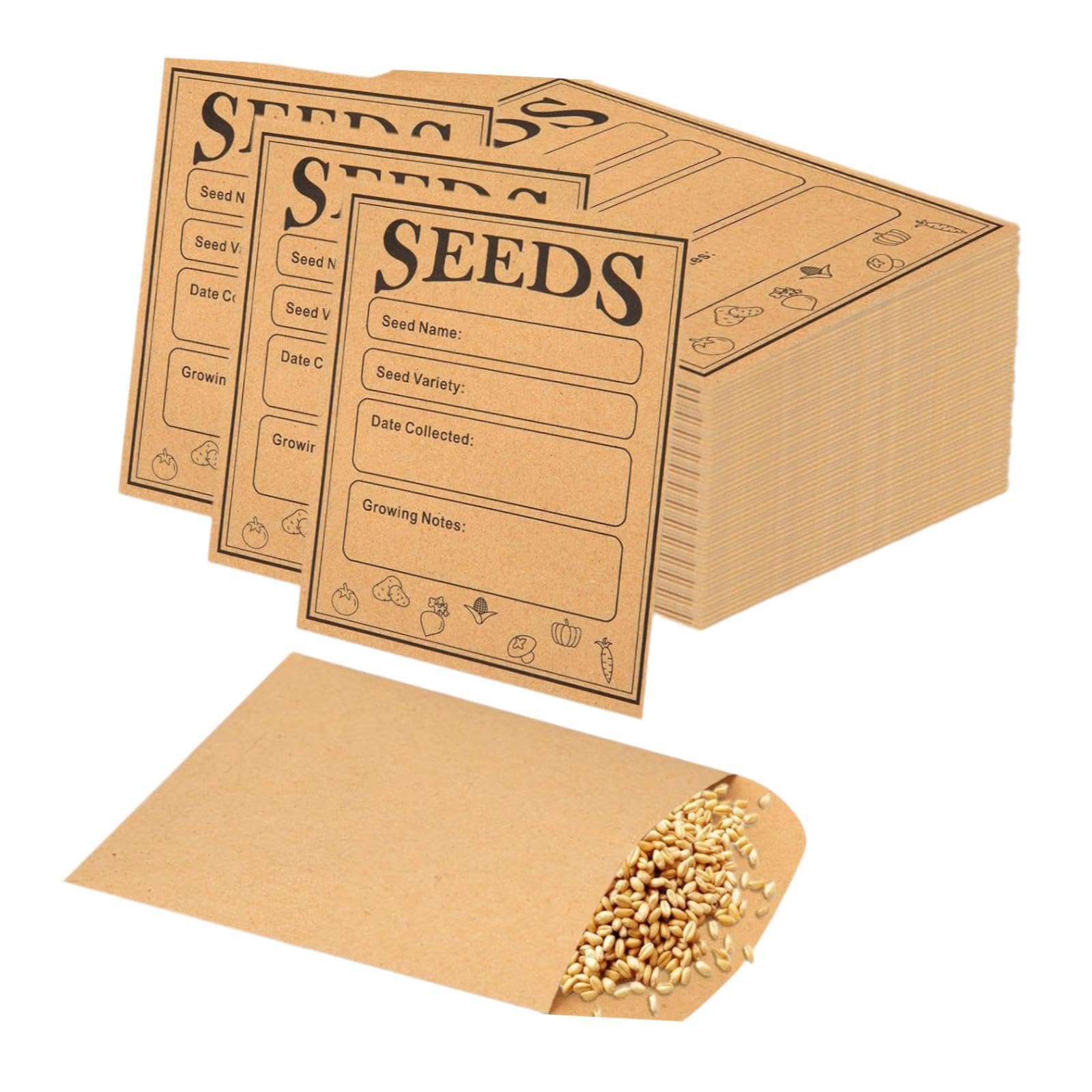 Samenumschläge Aus Lederpapier mit Verschluss, Briefumschläge, Kraftpapier, für Saatgut Pflanzen Und Kleine Gegenstände für Aufbewahrung Und Organisation, Ohne Bindemittel