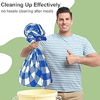 Vista 5 de Smiry Paquete de 10 Manteles Desechables de Cuadros Vichy Azules - 54" x 108" Mantel de Plástico de Servicio Pesado, Cubiertas de Mesa Impermeables