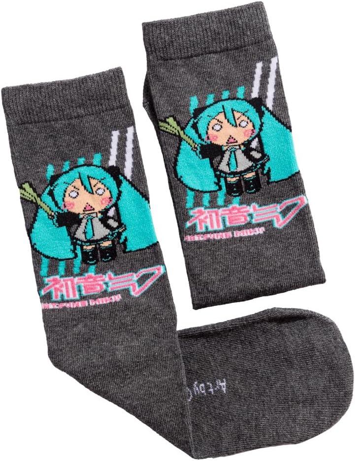 TruffleShuffle Hatsune Miku Grey Unisex Crew Socks