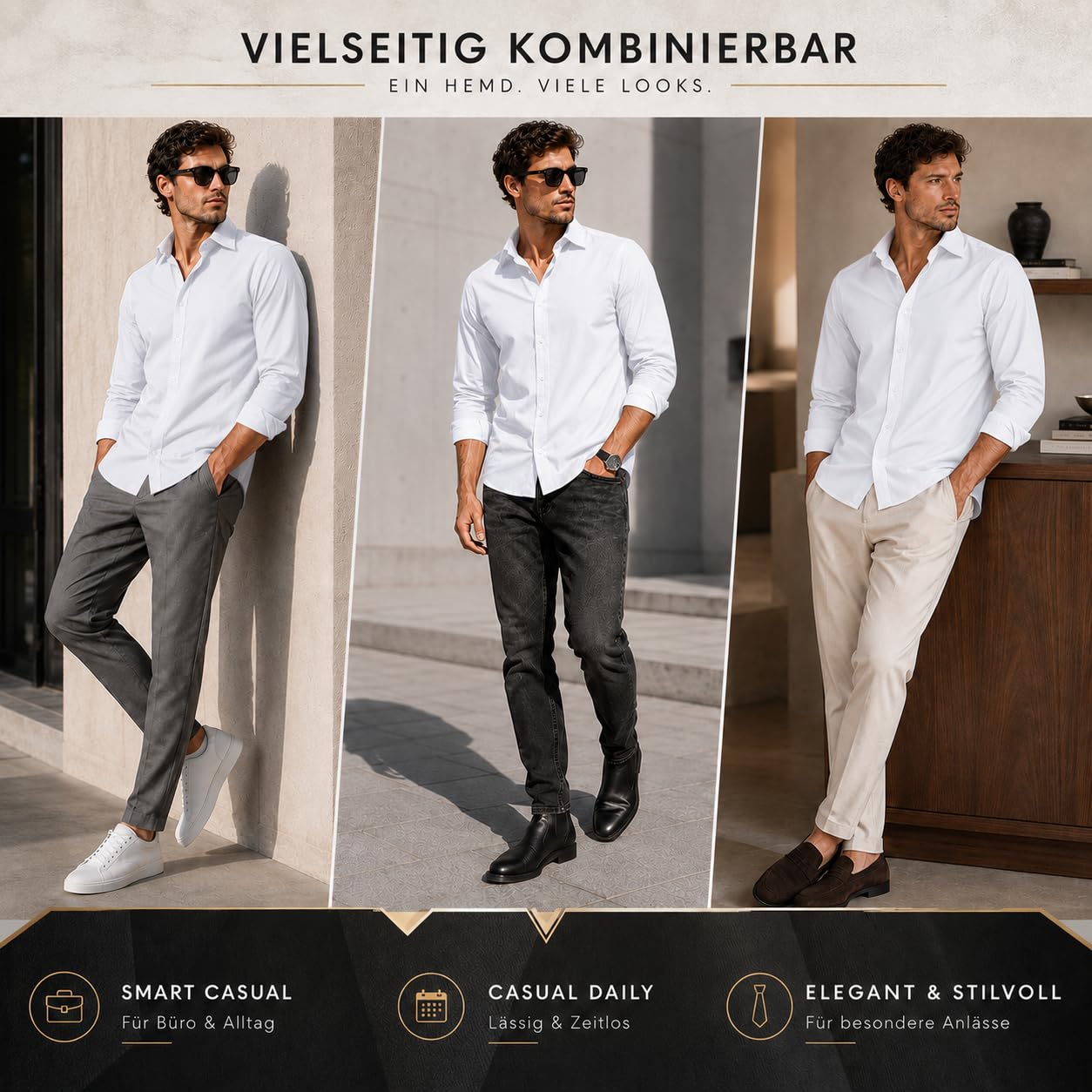 Redbridge Camicia da uomo basic, a maniche lunghe, vestibilità moderna, colletto a