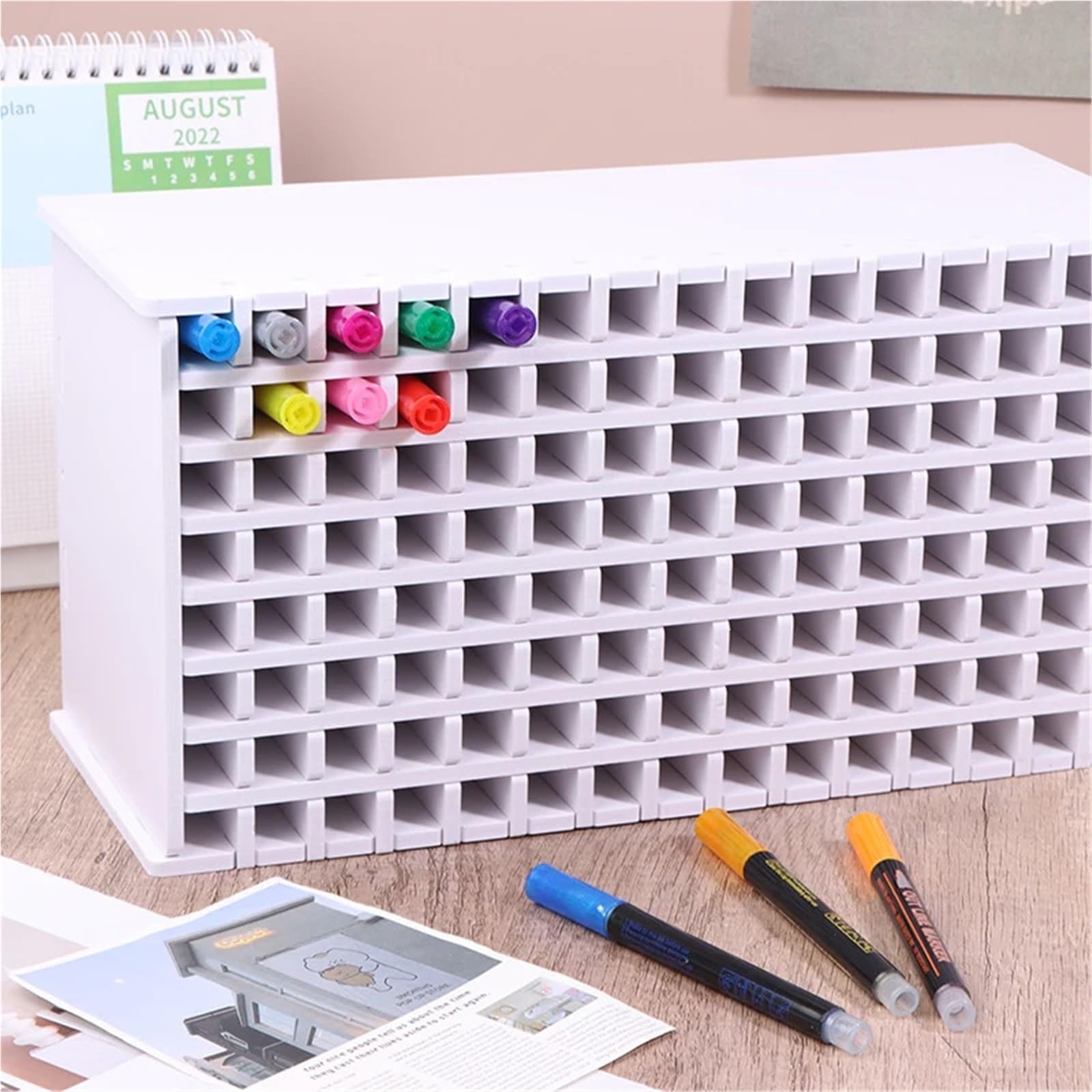 Aufbewahrungsbox für Markierungsstifte Kunstmarker-Aufbewahrungsregal for 72/120 Marker, Aquarellpinsel, Stifte, Farbstifte, Organizer-Halter for den Schreibtisch für Büro(Large)