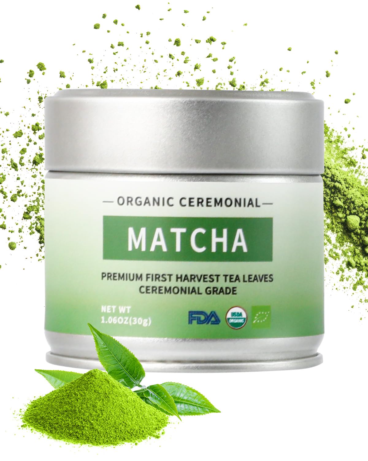 Organic Ceremonial Grade Matcha Green Tea Powder for Cafe Quality Tea Lattes Vegan Gluten-Free 1 06OZ