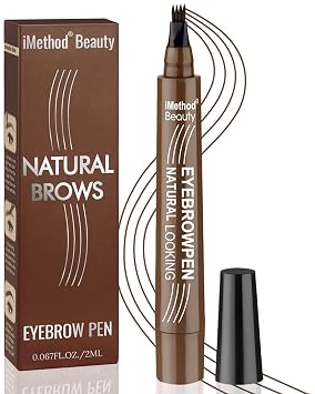 iMethod 4-Fork Tip Eyebrow Pen, Natural Hair-Like Strokes, Dark Brown | Brow Pencil Long Lasting, Waterproof Smudge-proof, 2 ML Non-Dry Formula, Easy to Use for Men & Women