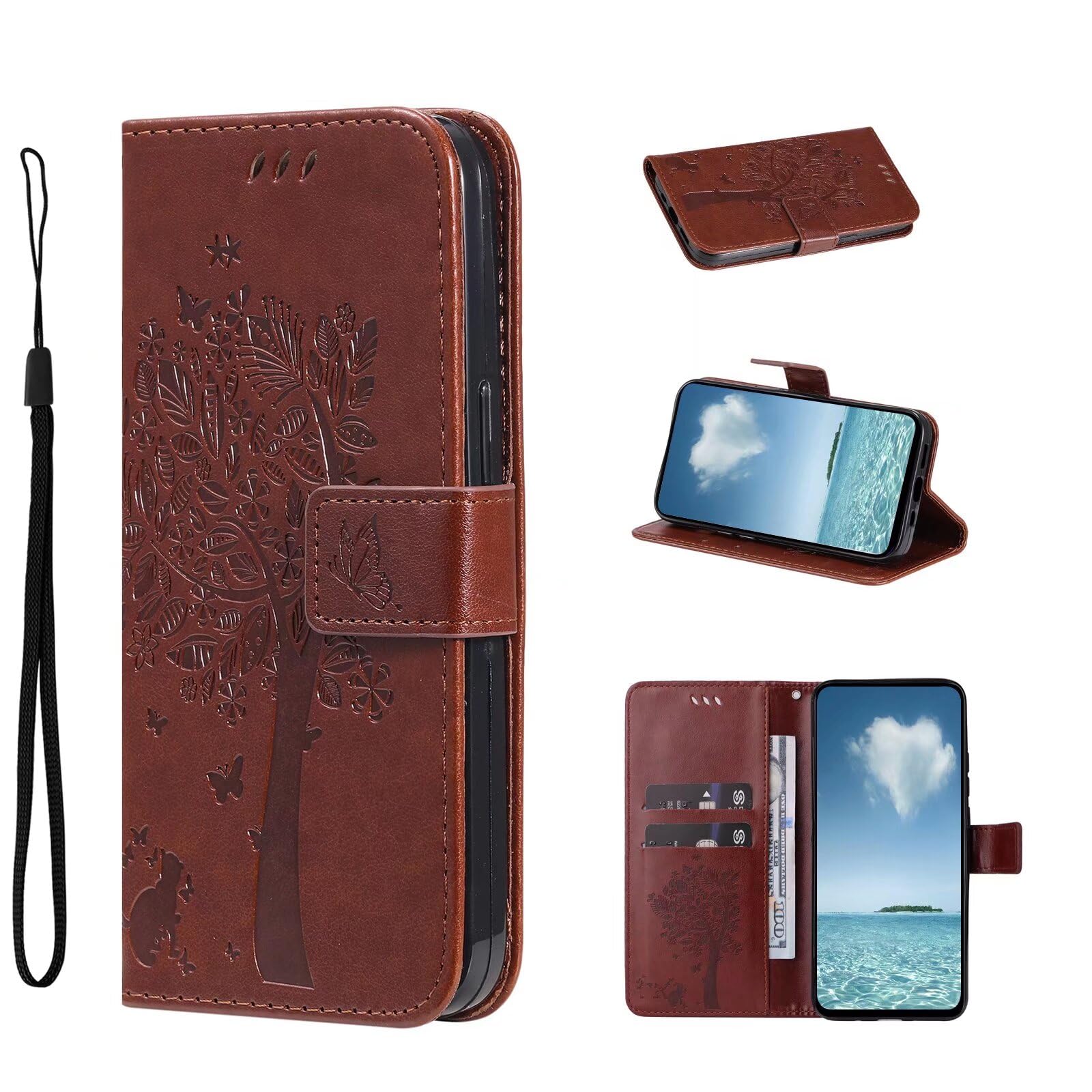 Coque Huawei Nova 12S 4G étui de téléphone portefeuille marron - 8