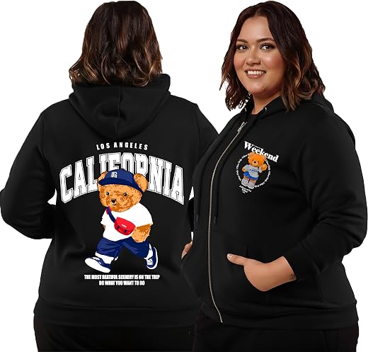 Elite soul Women's Plus Size Zipper Hoodie | Front Zip Full Sleeve Printed Hooded Sweatshirt | Casual Jacket | XL, 2XL, 3X...
