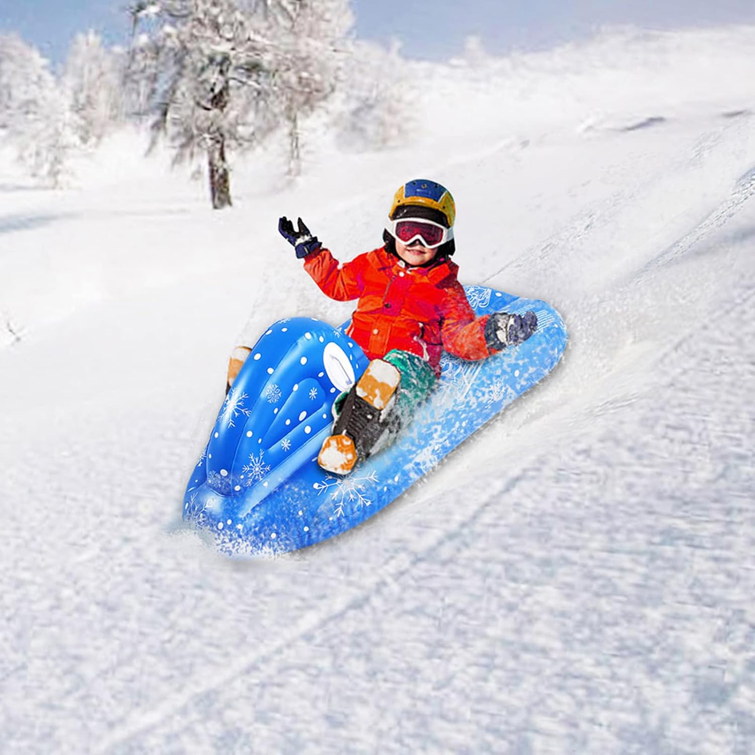 Snow Toy Winter Inflatable Ski Circle Inflatable Sled with Handle Children Adult Snow Tube Skiing Thickened Sled Skiing Sleigh