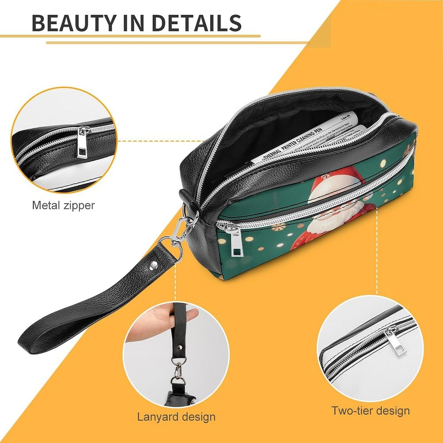 Makeup Bag for Women Travel Toiletry Pouch Portable Pencil Case with Zipper image 4