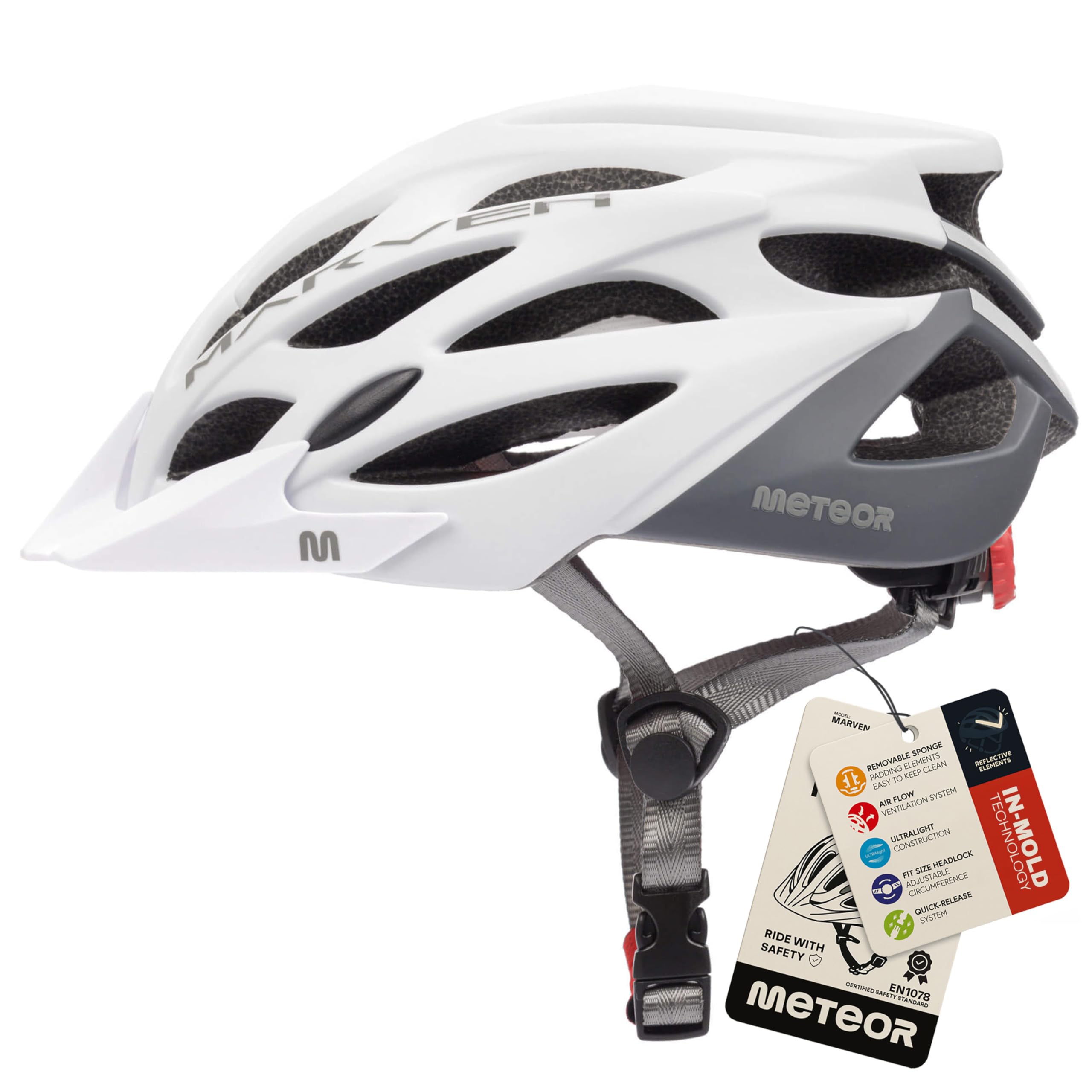 Casco Bici per Giovani e Adulti - Donna e Uomo - Caschi Perfetto per Downhill Enduro MTB - Helmet per Tutte Le Forme di attività in Bicicletta - Marven