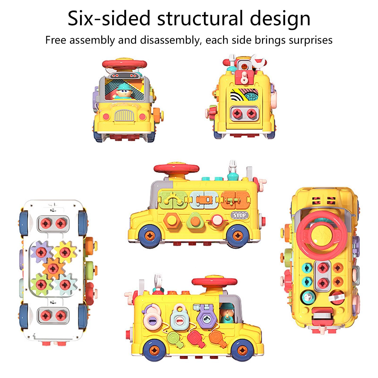 Cubo Occupato, cubo di attività per Bambini | Giocattoli | sensoriali da Viaggio a Forma di Autobus Cubo Occupato - Giocattolo per seggiolino Auto da Viaggio, cubo di attività, Giocatt
