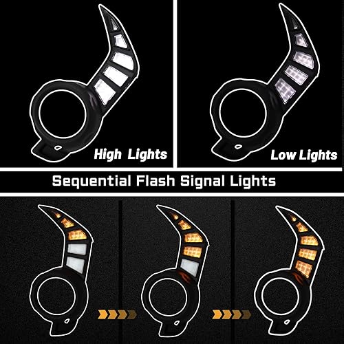 Miniatura 3 de PGTOPONE Switchback - Lámpara LED antiniebla frontal de funcionamiento diurno blancaámbar con función de señal de giro LED de destello dinámico para