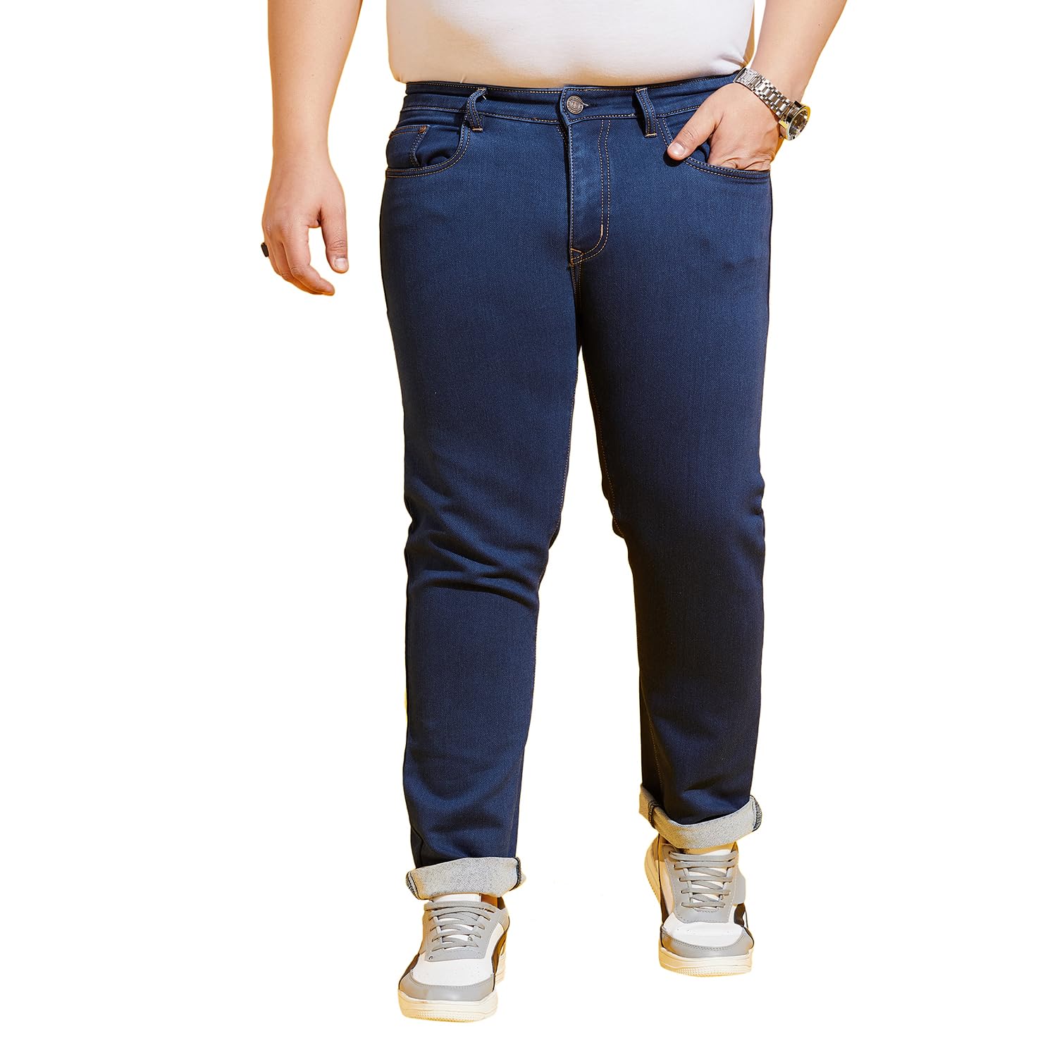 bigbanana Plus Size Men's Regular Fit Solid Jeans-picture-19