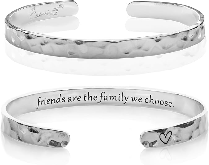 Carviell Engraved Cuff Bracelets for Women Inspirational, Friendship, Love, Mom, Daughter, Sister, Christian, Graduation, Memorial & Wedding Gifts 80+ Phrases Stainless Steel, Gift-Ready