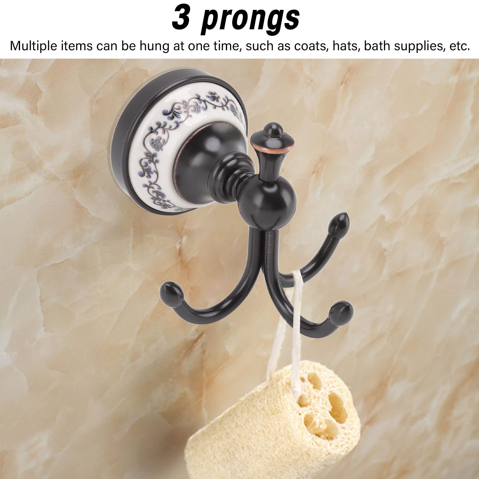 Gancho para abrigos montado en la pared, 3 puntas, aspecto retro, resistencia, gancho para colgar toallas para baño, dormitorio, gancho para baño montado en la pared, gancho para