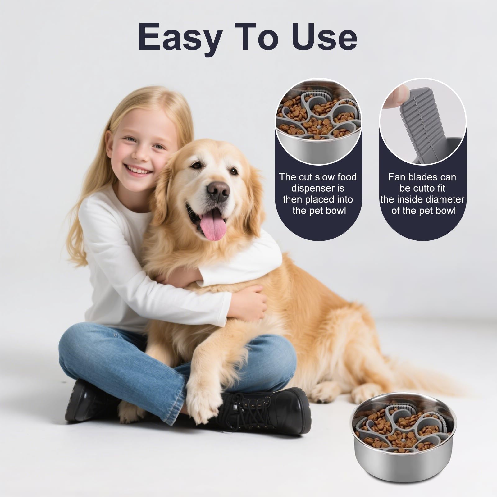 Dog Bowl Insert Slow Feeder, Silicone Spiral Dog Bowl Insert, Suction Bowl with Strong Suction, Non-Obstructive Slow Down Eating Puppy Licking Pad, Grey