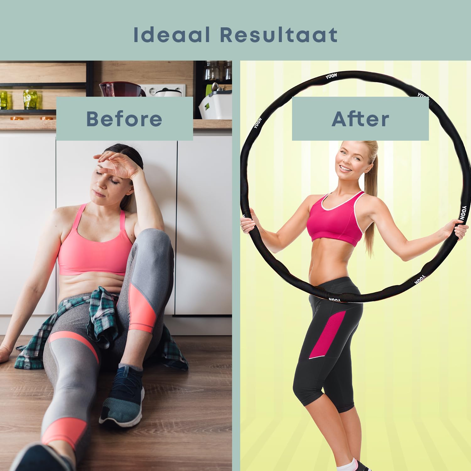 Vitality Hula Hoop Reifen Erwachsene Set 1.2KG - Enthält Springseil und 2 Widerstandsbänder und Tragetasche - Verbessert Fitness, Koordination & Flexibilität