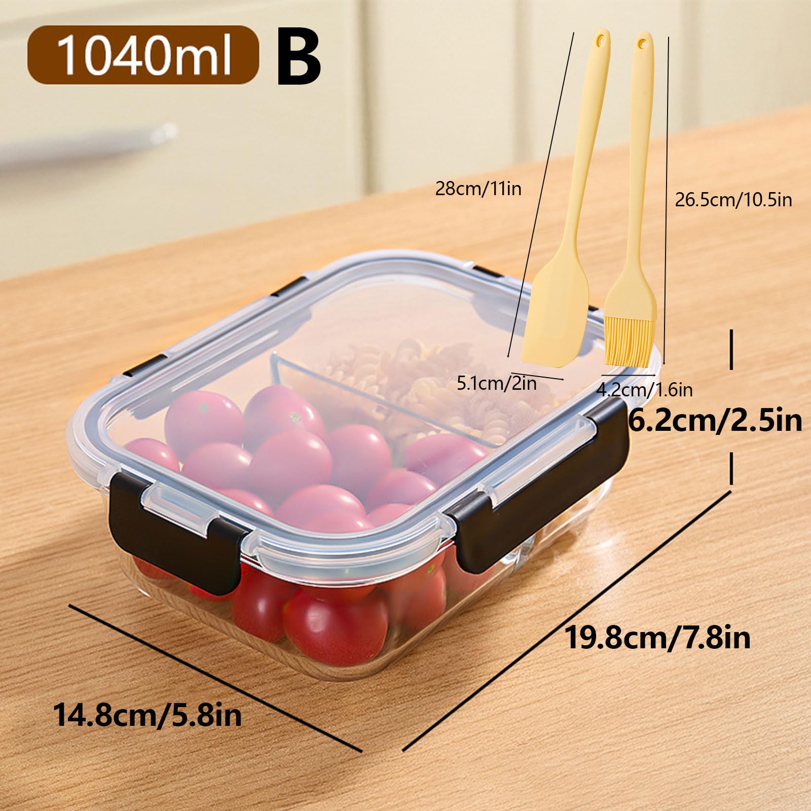 Generisch Glasbehälter für Lebensmittel mit Deckel, BPA-frei, luftdicht & Stapelbar, Gefrierdosen und Meal Prep Boxen für Essen Box, Gefrierbehälter & Küche,Schwarz,7 PCS B
