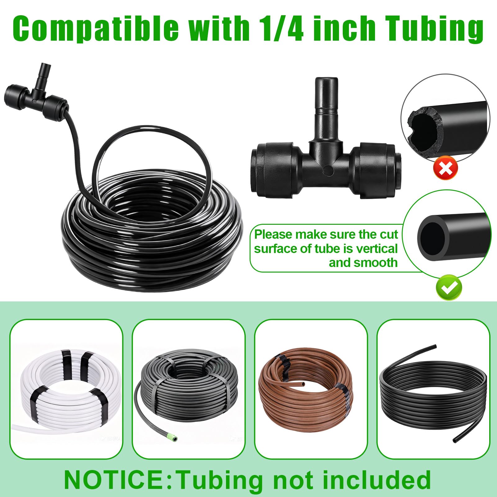 Confezione da 20 raccordi a T a innesto rapido da 1/4", raccordi a connessione Rapida da 1/4", raccordi per nebulizzazione per rettili per acquari, terrari e sistemi di irrigazione.