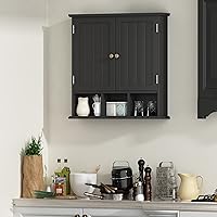 Vista 6 de ChooChoo Bathroom Cabinet Wall Mounted 2-Door with 3 Open Shelves， Wooden Medicine Cabinets with Adjustable Shelf，Space Saver Storage Cabinets Over