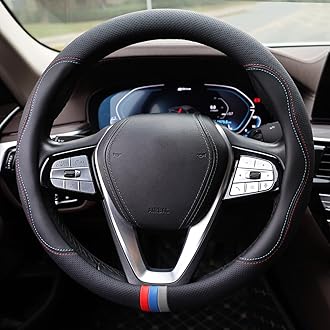 SZYUCHEN Car Steering Wheel Cover for BMW X3 X5 X7 3 5 Series 328i 528i 535i 530i 540i 320i 330i 325i X1 X2 X4 X6 1 2 4 6 7 8 Series e90 e60 f30 Accessories, 2025 Leather Black (Red Blue)