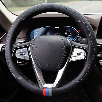 Car Steering Wheel Cover for BMW X3 X5 X7 3 5 Series 328i 528i 535i 530i 540i 320i 330i 325i X1 X2 X4 X6 1 2 4 6 7 8 Series e90 e60 f30 Accessories, 2026 Leather Black Red Blue