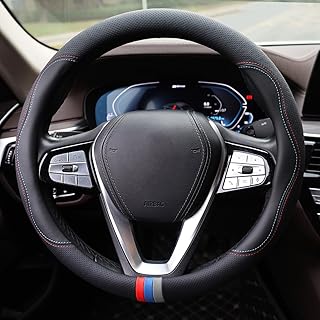 Car Steering Wheel Cover for BMW X3 X5 X7 3 5 Series 328i 528i 535i 530i 540i 320i 330i 325i X1 X2 X4 X6 1 2 4 6 7 8 Series e90 e60 f30 Accessories, 2025 Leather Black (Red Blue)