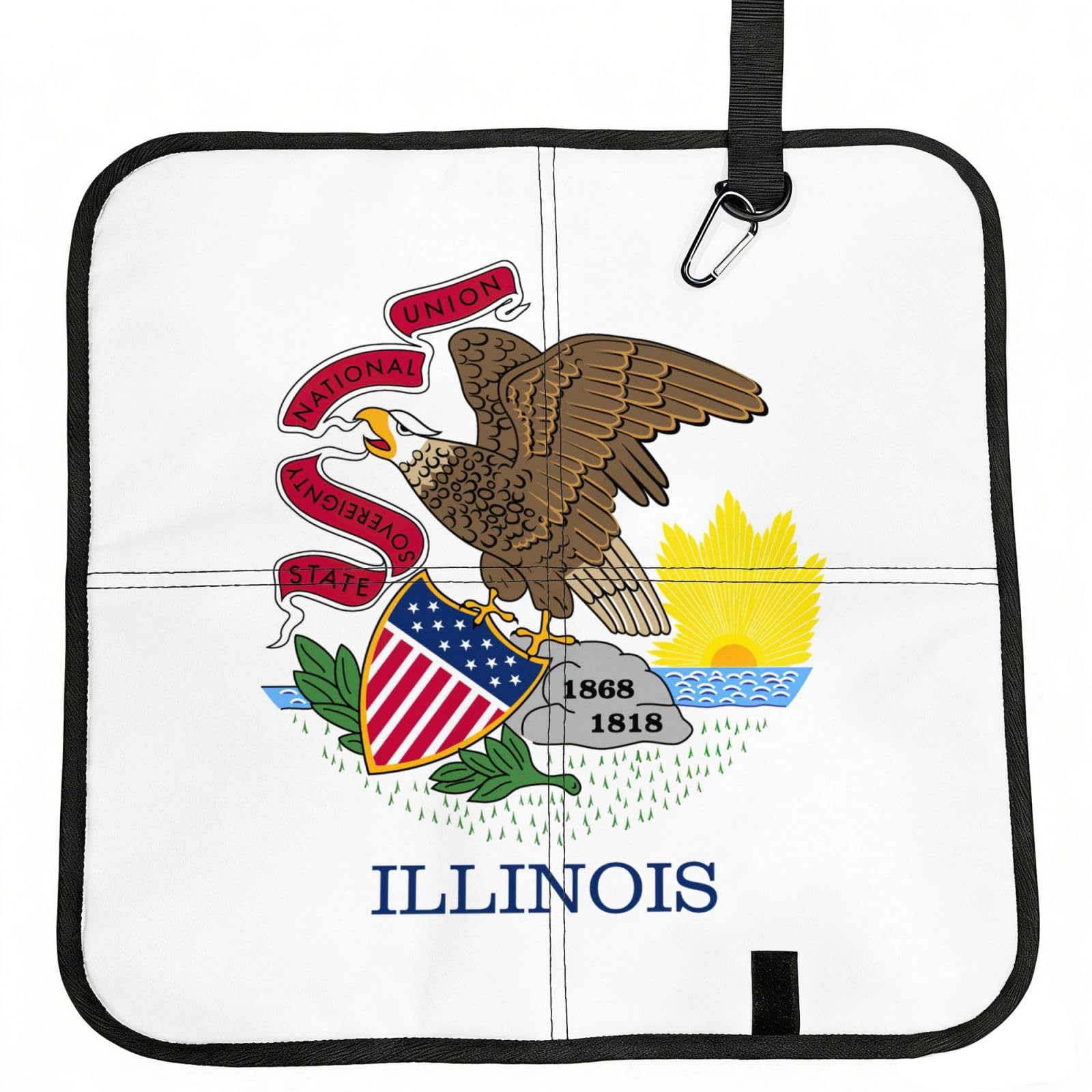 bghdfa Illinois State Flag Print Outdoor Sitting Mat Waterproof Oxford Cloth Seat Cushion Folding Foam Camping Seat For Picnic