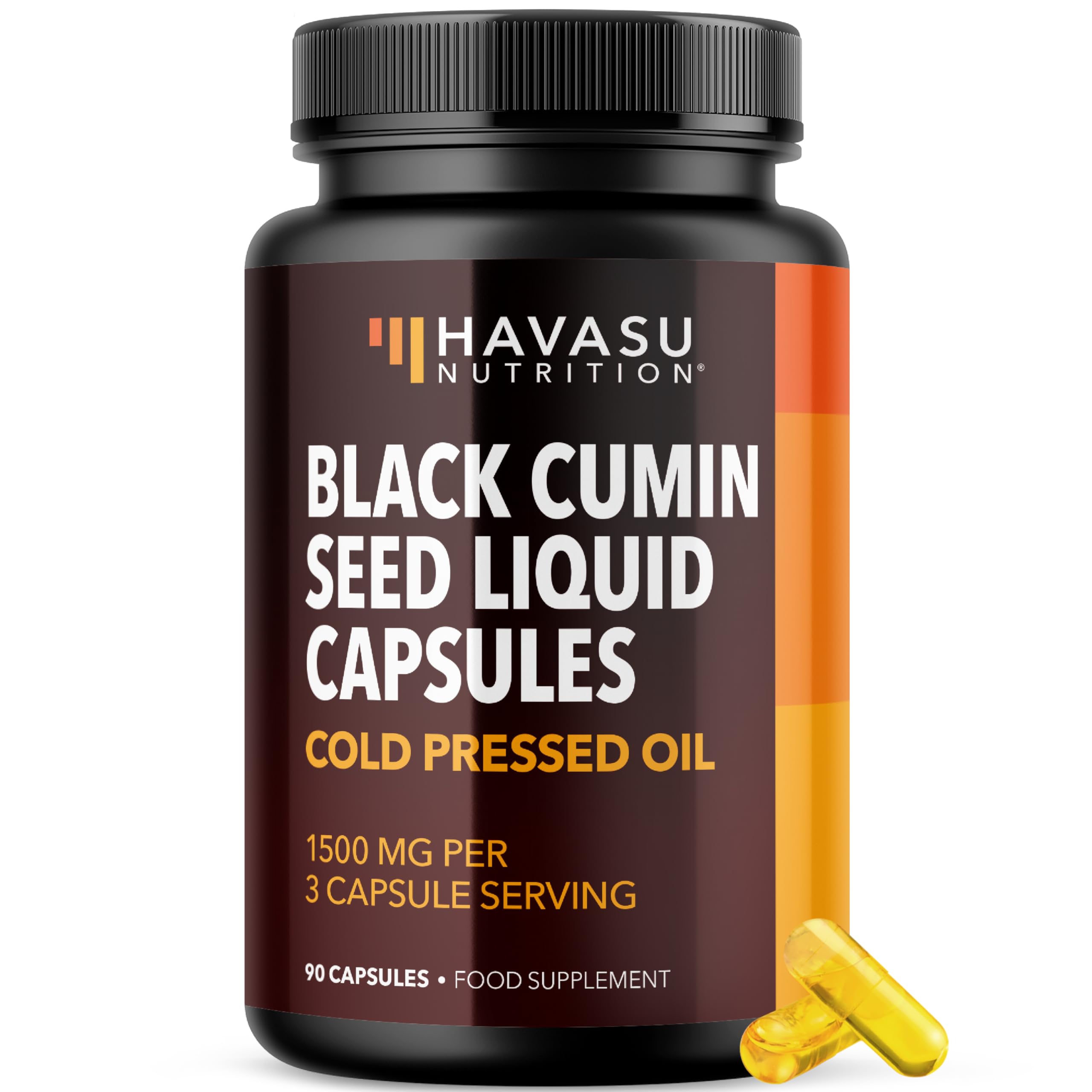 Cold Pressed Black Seed Oil Capsules - 1500mg Black Cumin Supplement for Immune Function, Digestive Support & Overall Health - Hair & Skin Superfood - Nigella Sativa - 1 Month Supply, Unflavoured